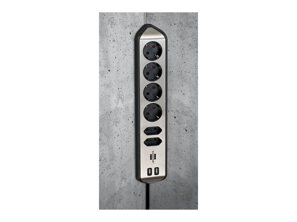 Grenuttag Estilo-S 6-vägs 2m kabel H05VV-F 3G1.5 IP20