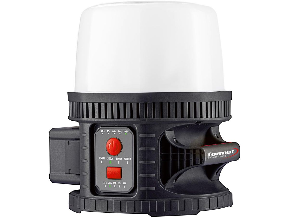 Arbetsbelysning LED 1200-10000lm, ställbar färgtemperatur 2700-6500K, inkl. 5 batteriadaptrar