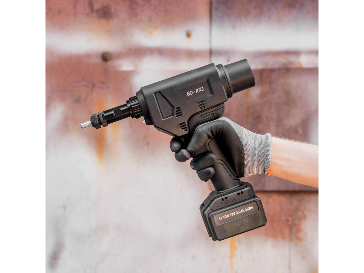 Blindnitmutterpistol GO-RN1 18V M3-M8 inkl 2 batterier +laddare