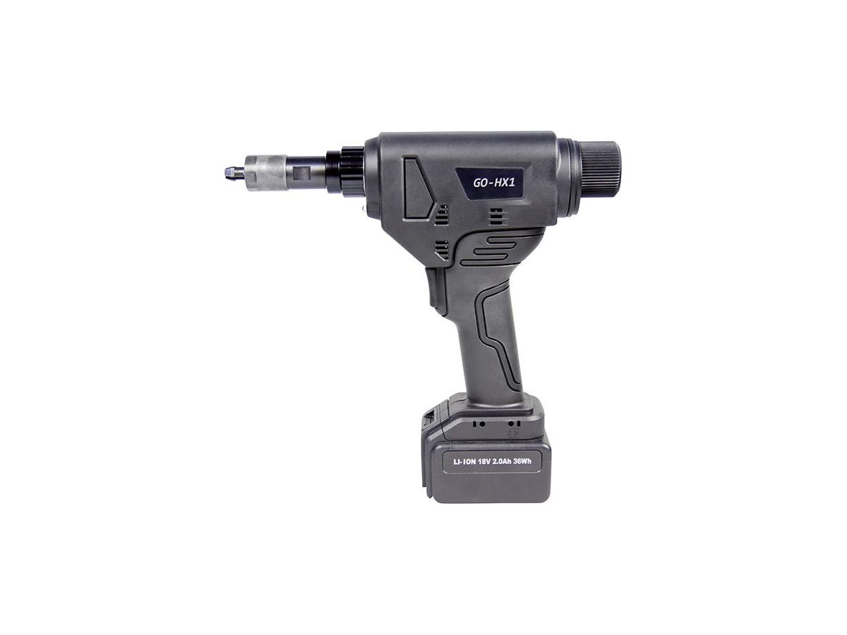 Stanspistol för blindnitmuttrar sexkant GO-HX1 18V M4-M8 inkl. 2 batterier + laddare