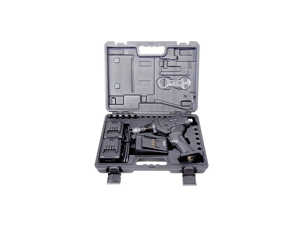 Stanspistol för blindnitmuttrar sexkant GO-HX1 18V M4-M8 inkl. 2 batterier + laddare