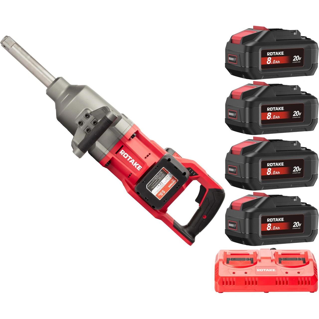 ROTAKE 20V Mutterdragare T9 High Torque 1" 4000Nm förlängt hylsfäste med batteri och laddare