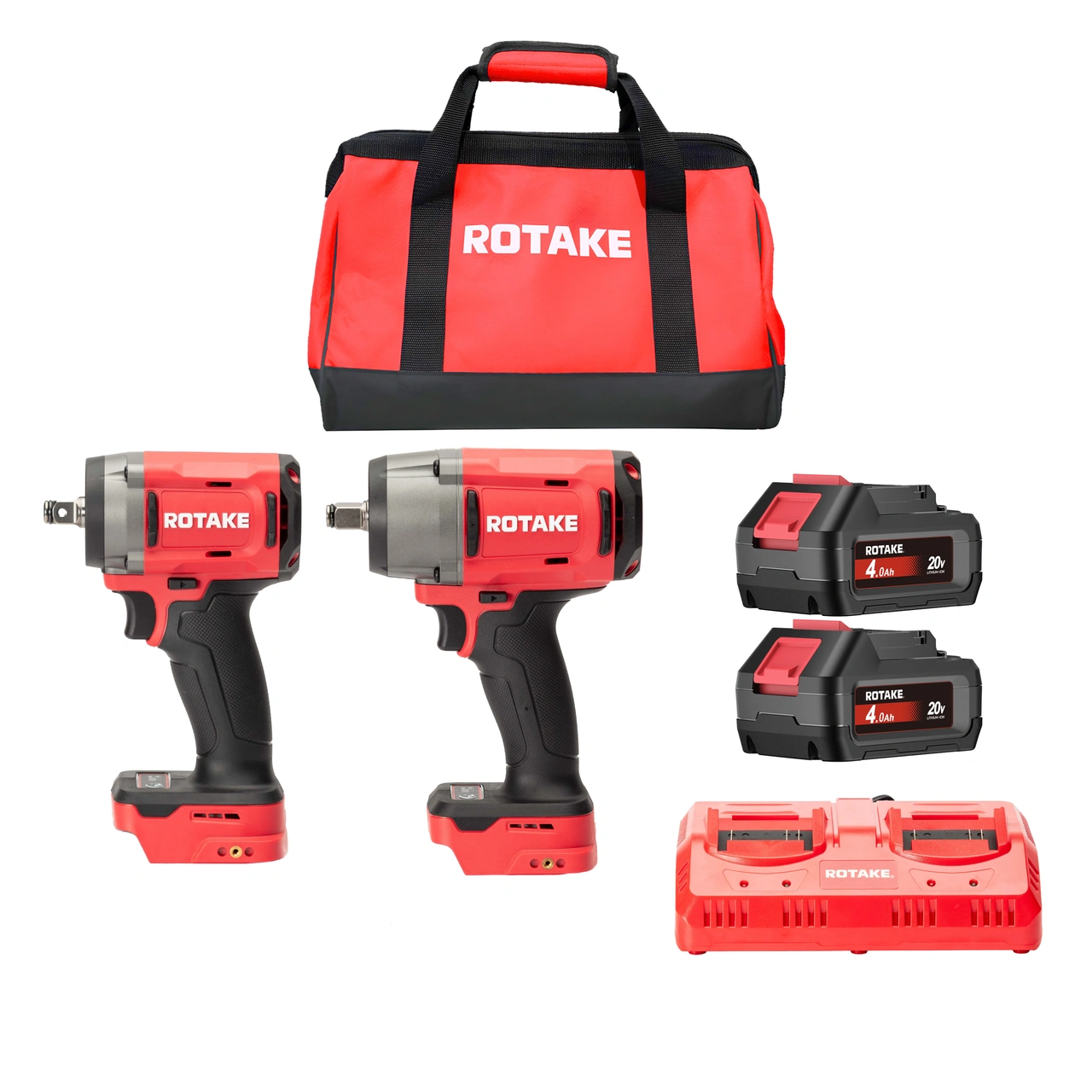 ROTAKE Verktygspaket 20V - T1, T2, 2x4Ah batteri, dubbel laddare