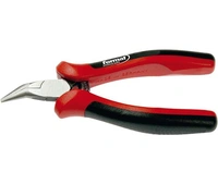 Elektroniktång 130mm runda/flata käftar vinklad