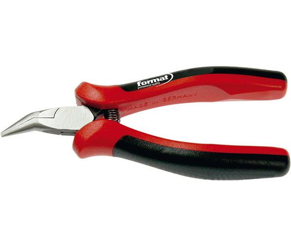 Elektroniktång 130mm runda/flata käftar vinklad