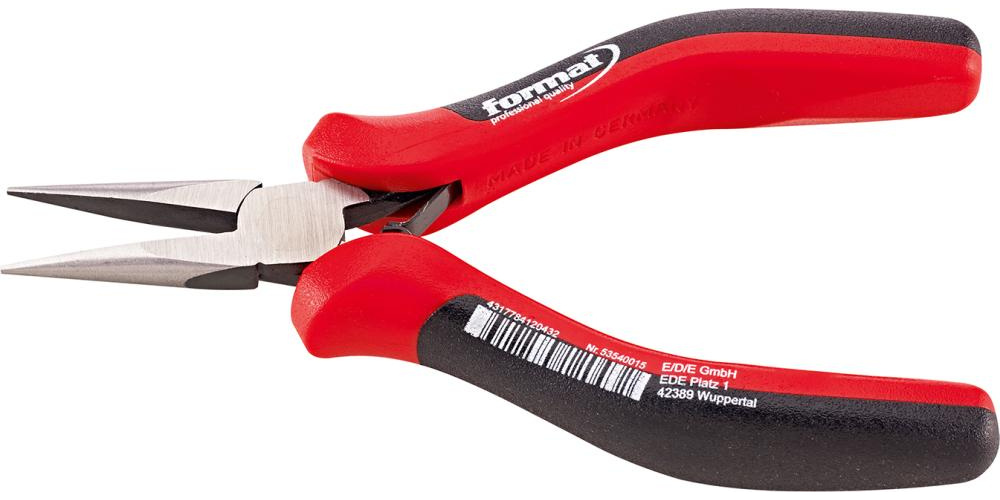 Elektroniktång 130mm runda/flata käftar