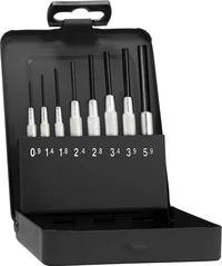 Drivdornsats med styrhylsa, 0,9-5,9mm, 8-delar
