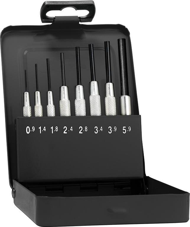 Drivdornsats med styrhylsa, 0,9-5,9mm, 8-delar