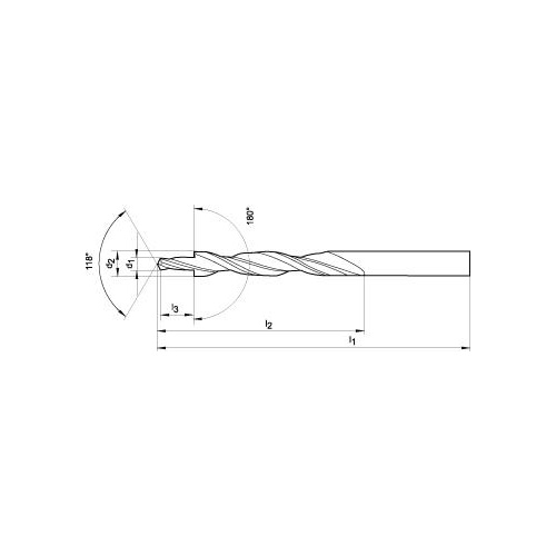 Stegborr DIN 8376 HSS 180° GH M10
