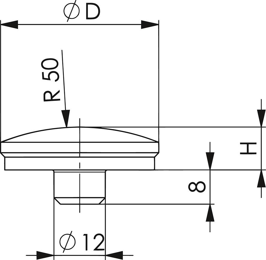 Konvext toppstycke DIN 6440 Ø37mm