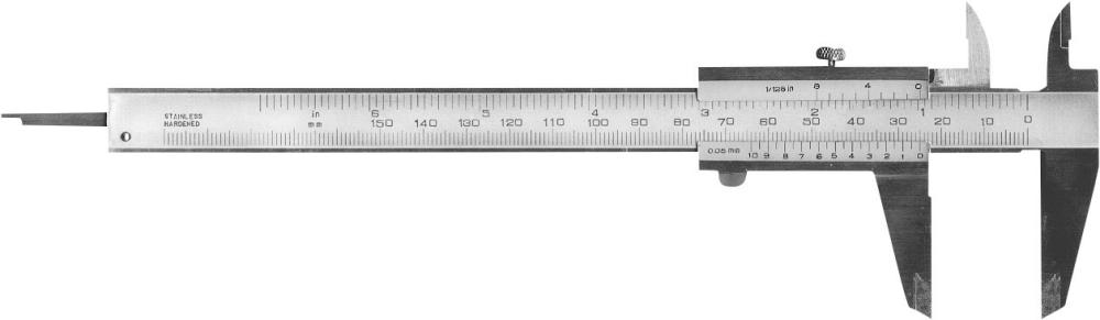 Skjutmått med knapplåsning 150mm för vänsterhänta