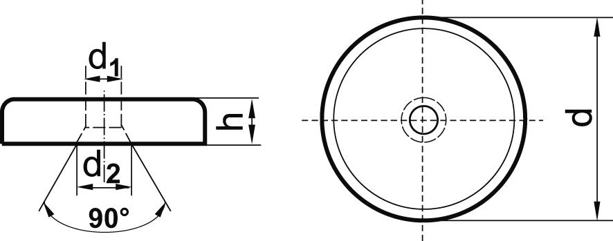 Neodym Magnet med fs skruvhål 16x4,5mm