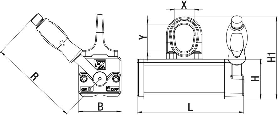Lyftmagnet FX-600 stl. 288x112x94mm, 600kg