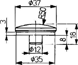 Konvext toppstycke DIN 6440 Ø37mm