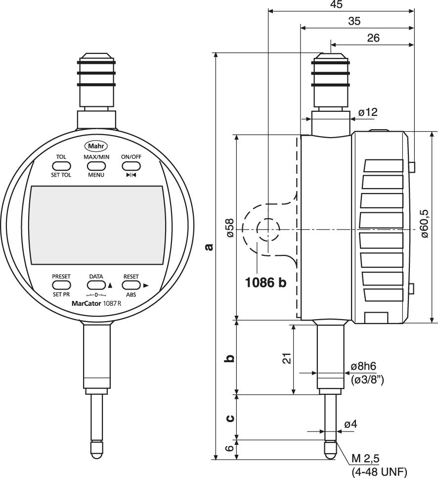 Digital indikatorklocka 1087R-HR 12,5mm (.5") 0,0001mm