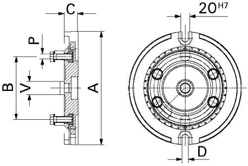 Vridplatta till maskinskruvstycke stl. 1+2 - 113mm