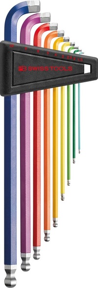 Sexkantnyckelsats K med kula o. extra kort ärm 9-delar 1,5-10,0mm