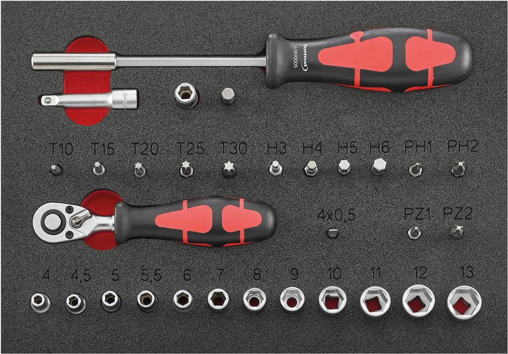 Verktygsinsats 2/9 Hylsnyckelsats 1/4"